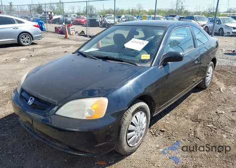 2002 Honda Civic Lx z USA, uszkodzony, nr VIN 1HGEM22552L054685